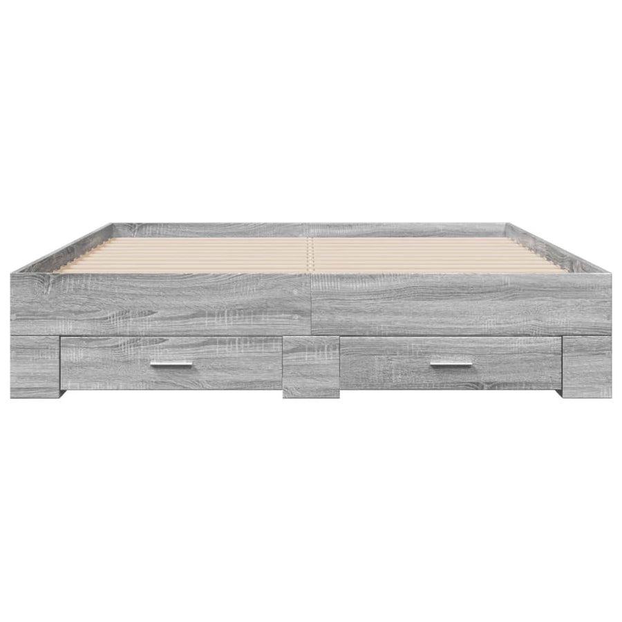 Bedframe met lades bewerkt hout grijs sonoma eiken 160x200 cm