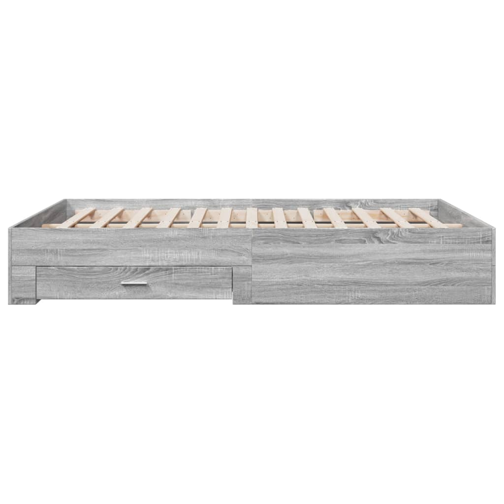 Bedframe met lades bewerkt hout grijs sonoma eiken 160x200 cm