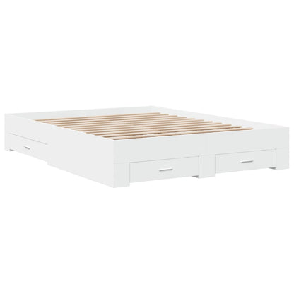Bedframe met lades bewerkt hout wit 150x200 cm
