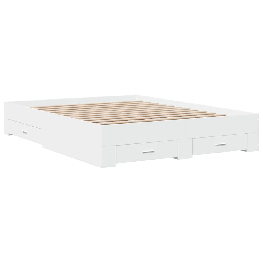 Bedframe met lades bewerkt hout wit 150x200 cm