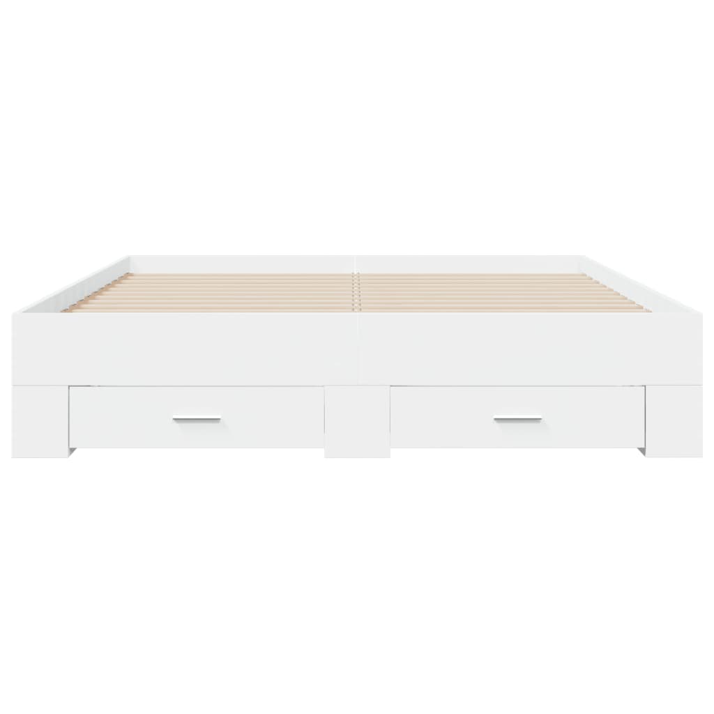 Bedframe met lades bewerkt hout wit 150x200 cm