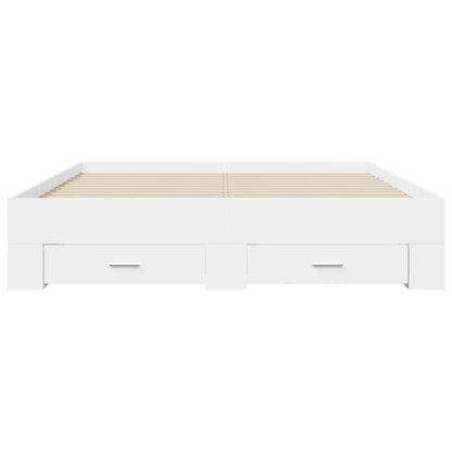 Bedframe met lades bewerkt hout wit 150x200 cm