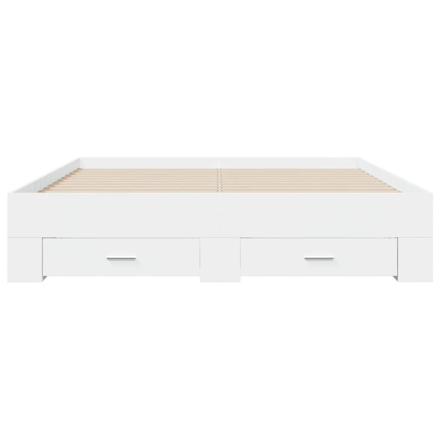 Bedframe met lades bewerkt hout wit 150x200 cm