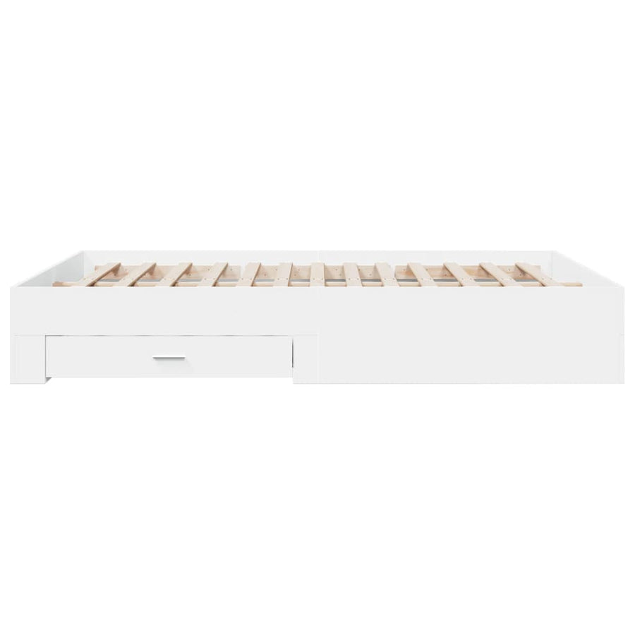 Bedframe met lades bewerkt hout wit 150x200 cm
