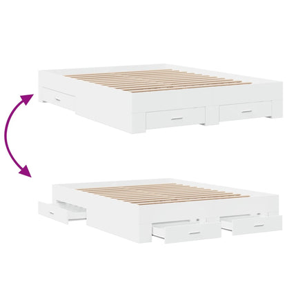 Bedframe met lades bewerkt hout wit 150x200 cm