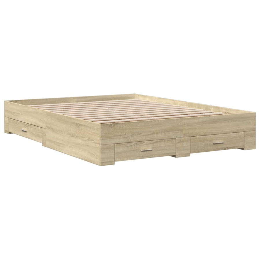 Bedframe met lades bewerkt hout sonoma eikenkleurig 150x200 cm
