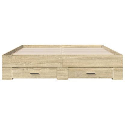 Bedframe met lades bewerkt hout sonoma eikenkleurig 150x200 cm