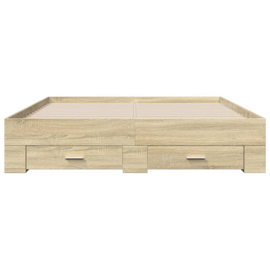 Bedframe met lades bewerkt hout sonoma eikenkleurig 150x200 cm