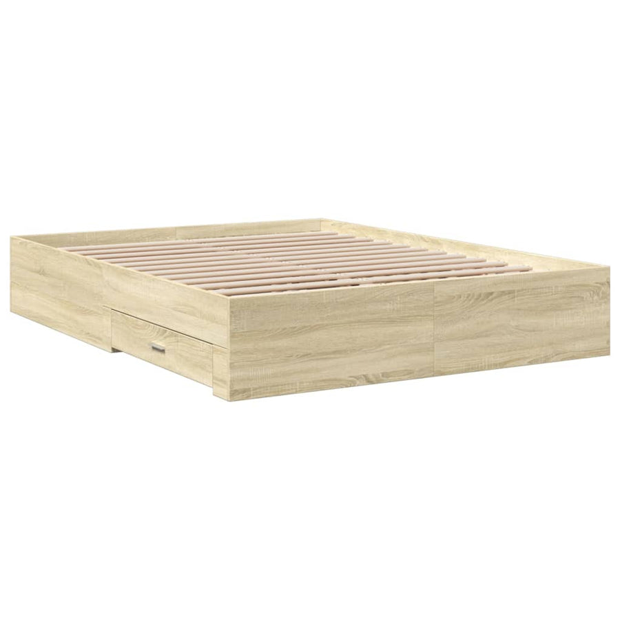Bedframe met lades bewerkt hout sonoma eikenkleurig 150x200 cm