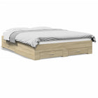 Bed frame with drawers engineered wood Sonoma oak colour 150x200 cm