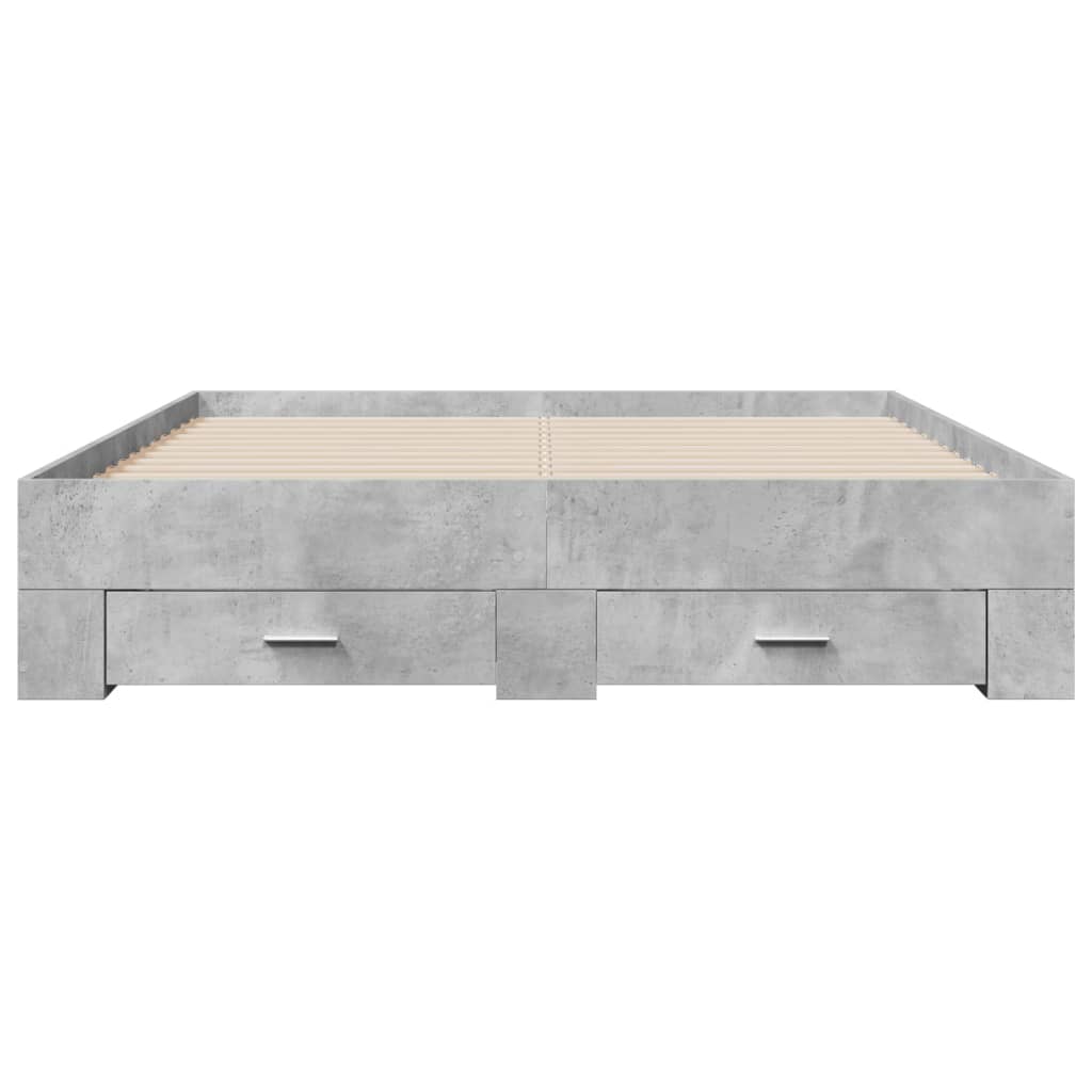 Bedframe met lades bewerkt hout betongrijs 150x200 cm