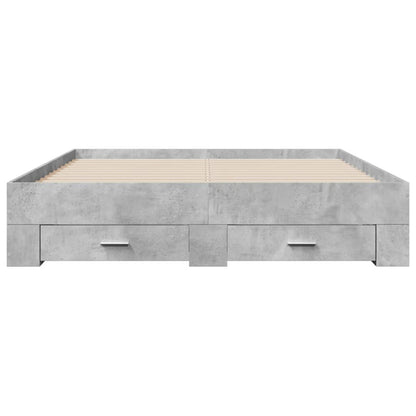 Bedframe met lades bewerkt hout betongrijs 150x200 cm