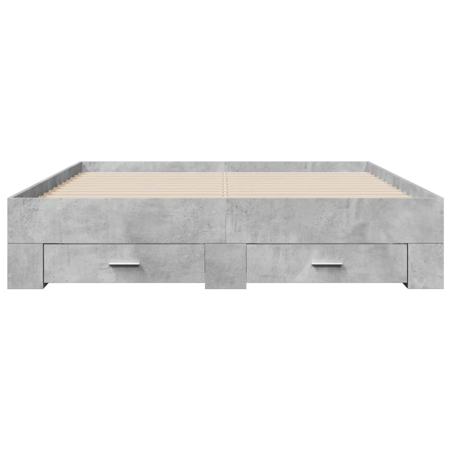 Bedframe met lades bewerkt hout betongrijs 150x200 cm