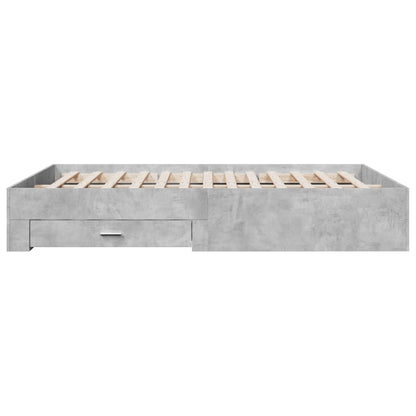 Bedframe met lades bewerkt hout betongrijs 150x200 cm
