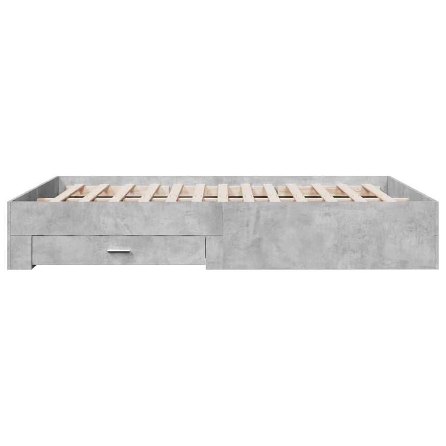 Bedframe met lades bewerkt hout betongrijs 150x200 cm