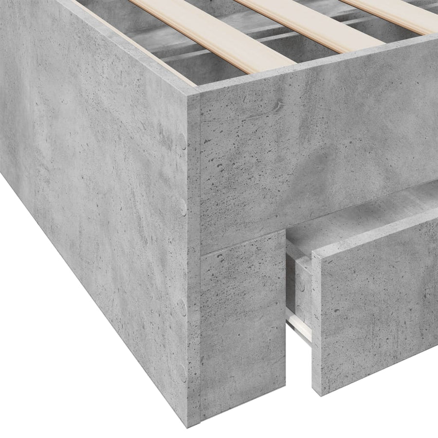 Bedframe met lades bewerkt hout betongrijs 150x200 cm
