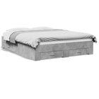 Bed frame with drawers treated wood concrete gray 150x200 cm
