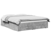 Bedframe met lades bewerkt hout betongrijs 150x200 cm