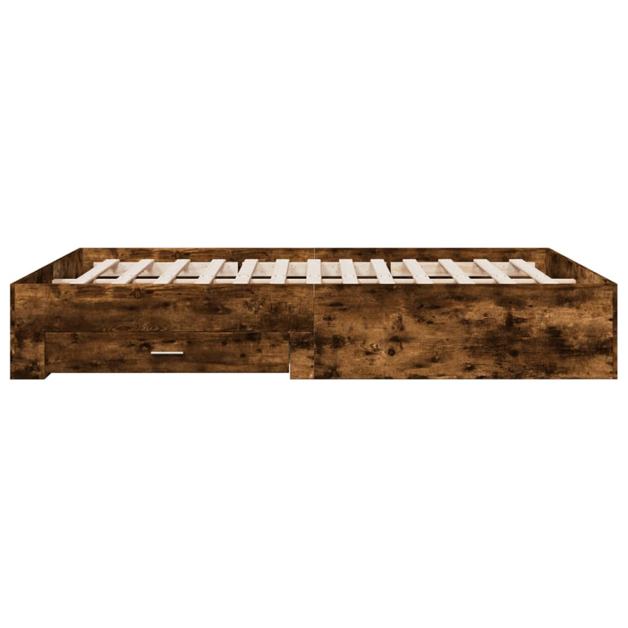Bedframe met lades bewerkt hout gerookt eikenkleurig 150x200 cm