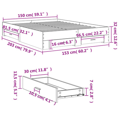 Bedframe met lades bewerkt hout gerookt eikenkleurig 150x200 cm