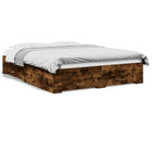 Bed frame with drawers engineered wood smoked oak finish 150x200 cm