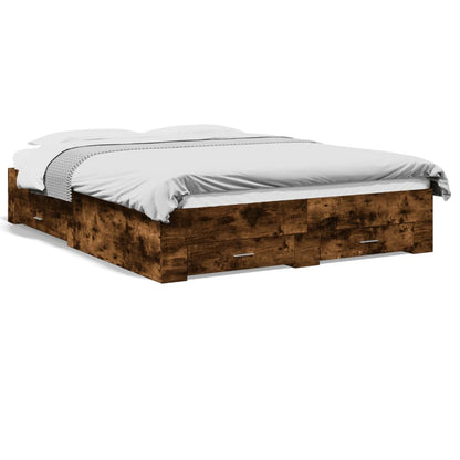 Bedframe met lades bewerkt hout gerookt eikenkleurig 150x200 cm