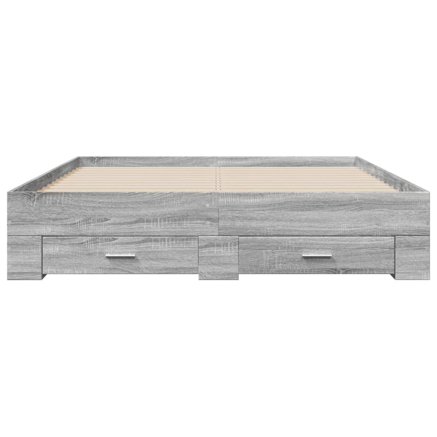 Bedframe met lades bewerkt hout grijs sonoma eiken 150x200 cm