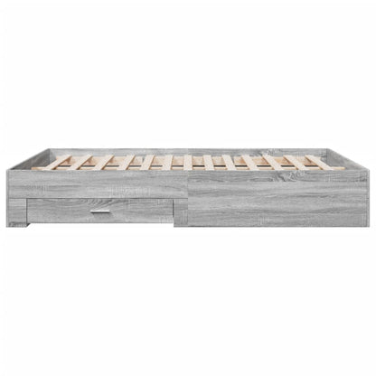 Bedframe met lades bewerkt hout grijs sonoma eiken 150x200 cm