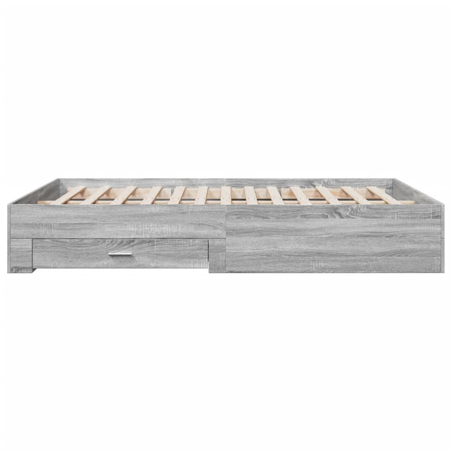 Bedframe met lades bewerkt hout grijs sonoma eiken 150x200 cm