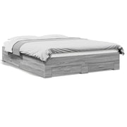 Bedframe met lades 150x200 cm bewerkt hout grijs