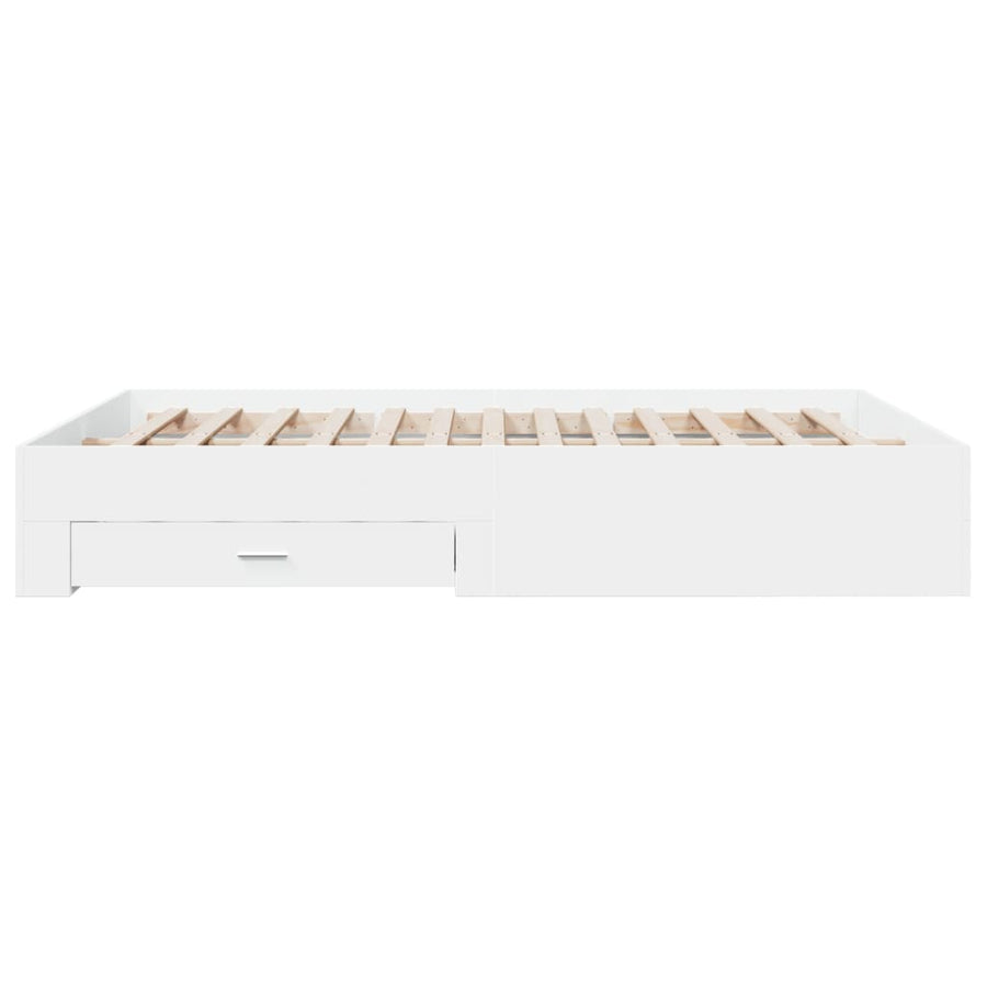 Bedframe met lades bewerkt hout wit 140x200 cm