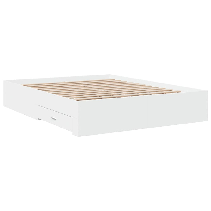 Bedframe met lades bewerkt hout wit 140x200 cm