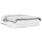 Wooden bed frame with drawers white 140x200 cm
