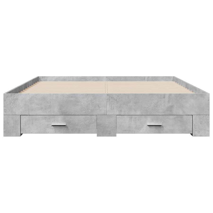 Bedframe met lades bewerkt hout betongrijs 140x200 cm