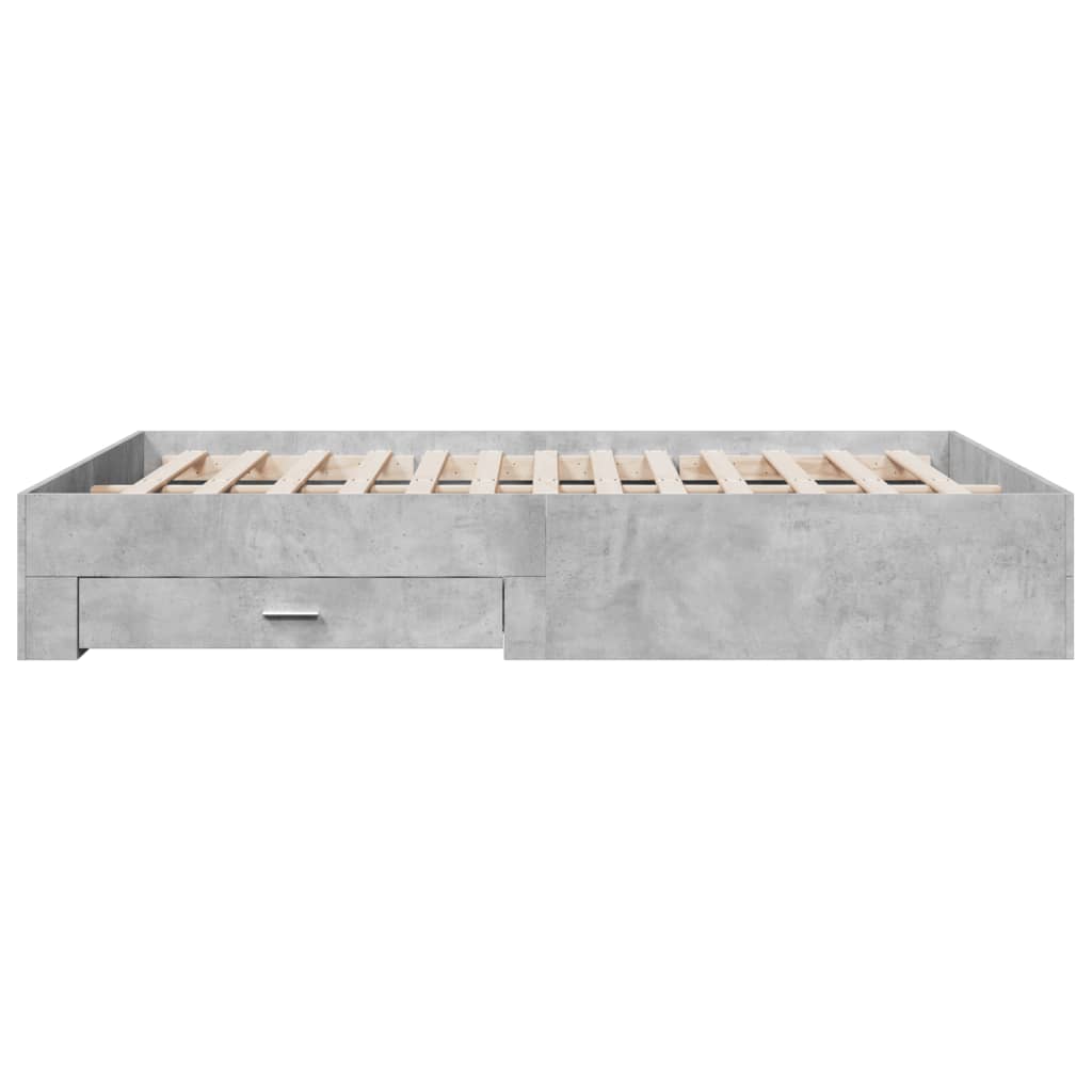 Bedframe met lades bewerkt hout betongrijs 140x200 cm