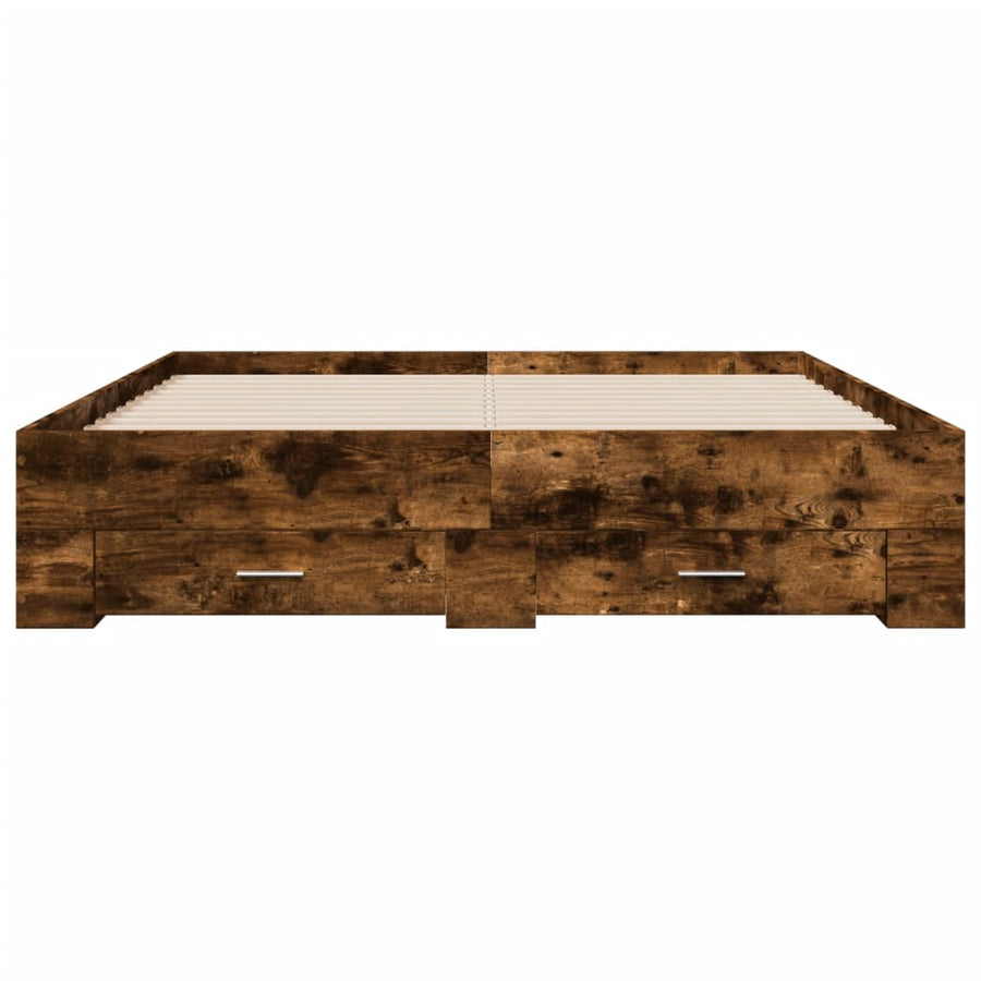 Bedframe met lades bewerkt hout gerookt eikenkleurig 140x200 cm