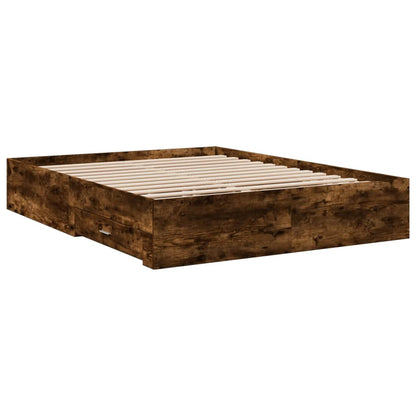 Bedframe met lades bewerkt hout gerookt eikenkleurig 140x200 cm