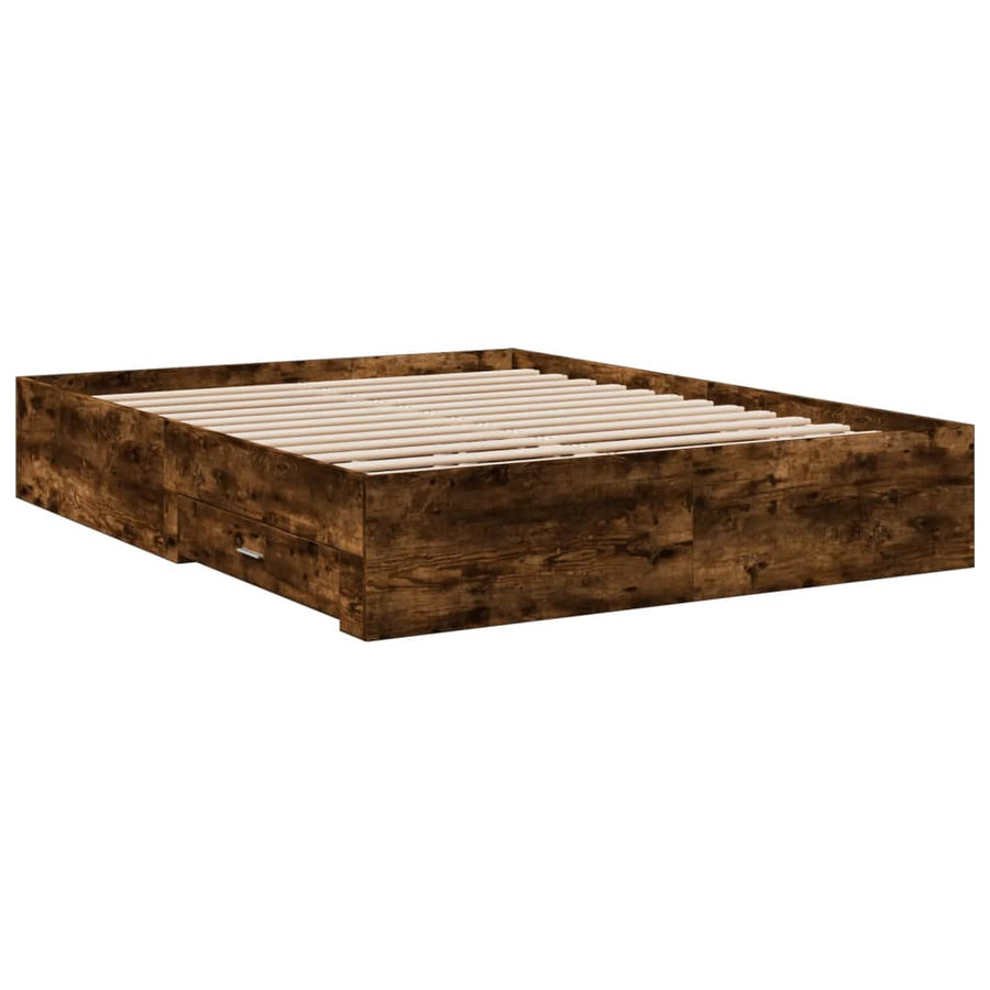 Bedframe met lades bewerkt hout gerookt eikenkleurig 140x200 cm