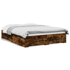 Bedframe met lades bewerkt hout gerookt eiken 140x200 cm