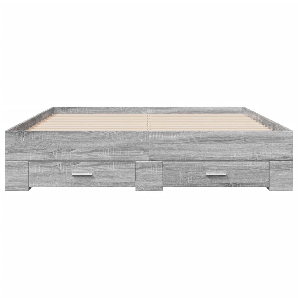 Bedframe met lades bewerkt hout grijs sonoma eiken 140x200 cm