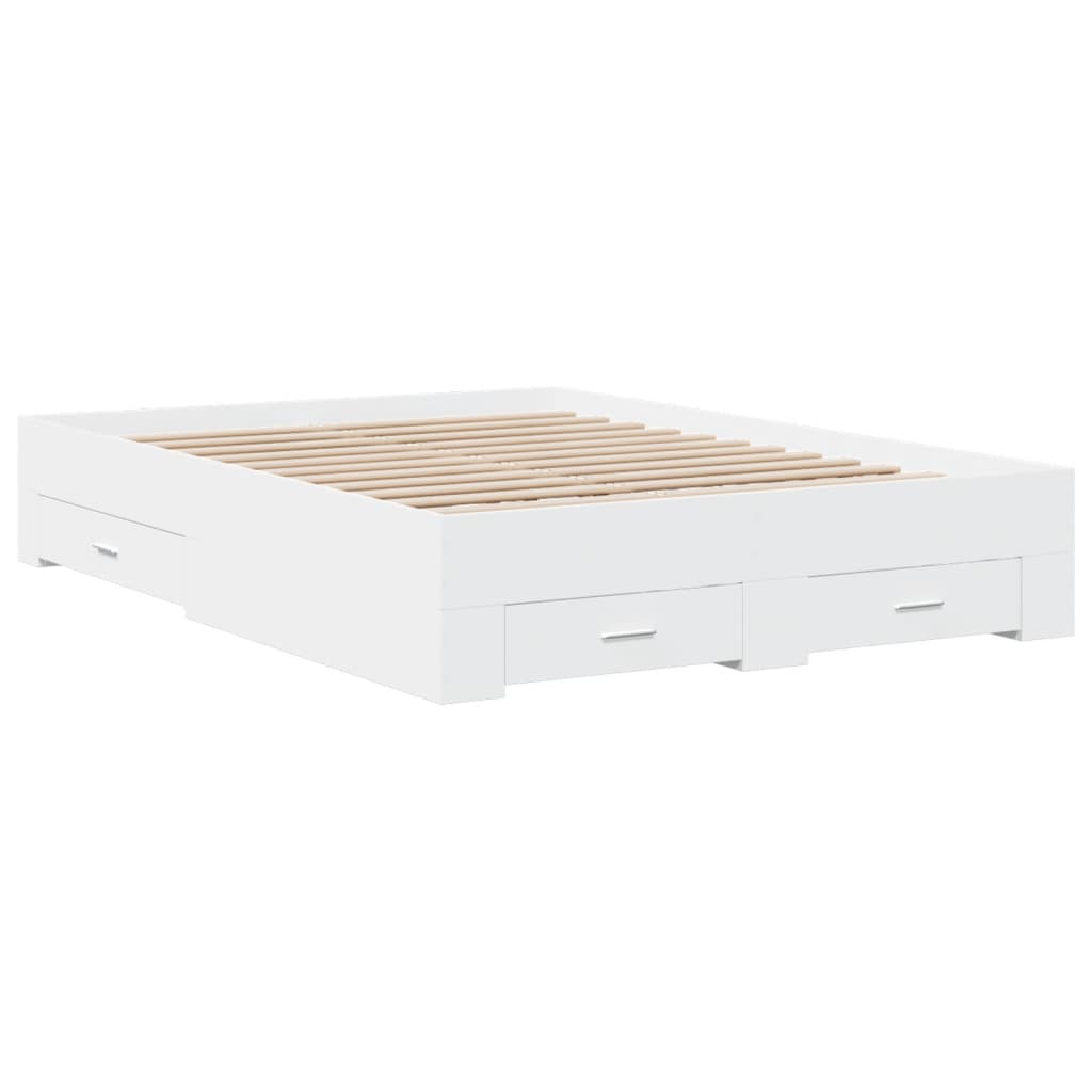 Bedframe met lades bewerkt hout wit 120x200 cm