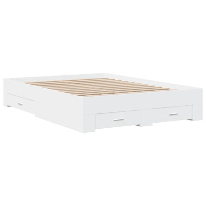 Bedframe met lades bewerkt hout wit 120x200 cm