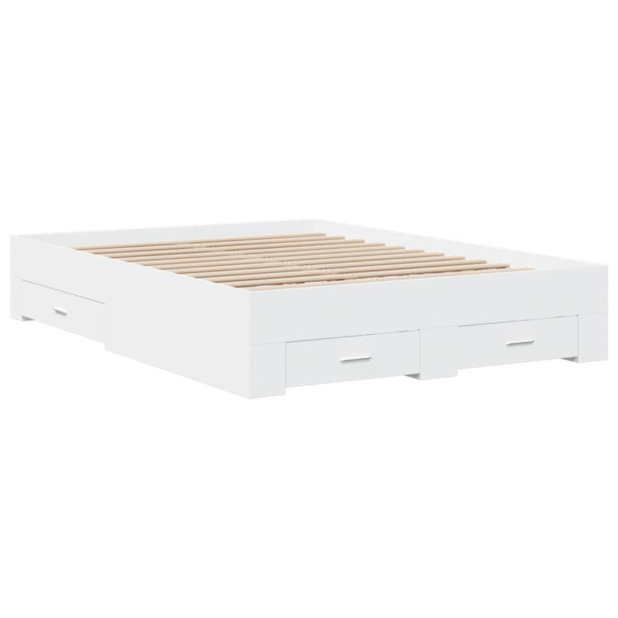 Bedframe met lades bewerkt hout wit 120x200 cm