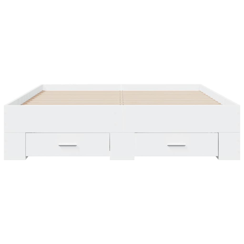 Bedframe met lades bewerkt hout wit 120x200 cm