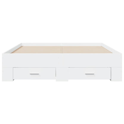 Bedframe met lades bewerkt hout wit 120x200 cm
