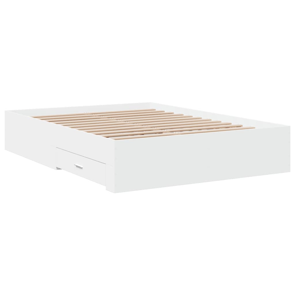 Bedframe met lades bewerkt hout wit 120x200 cm