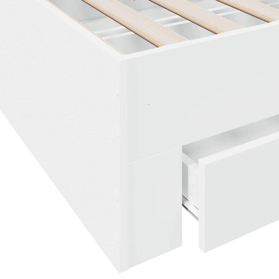 Bedframe met lades bewerkt hout wit 120x200 cm