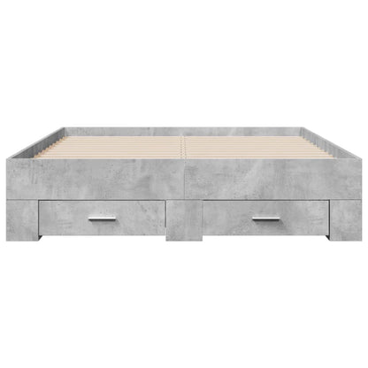 Bedframe met lades bewerkt hout betongrijs 120x200 cm