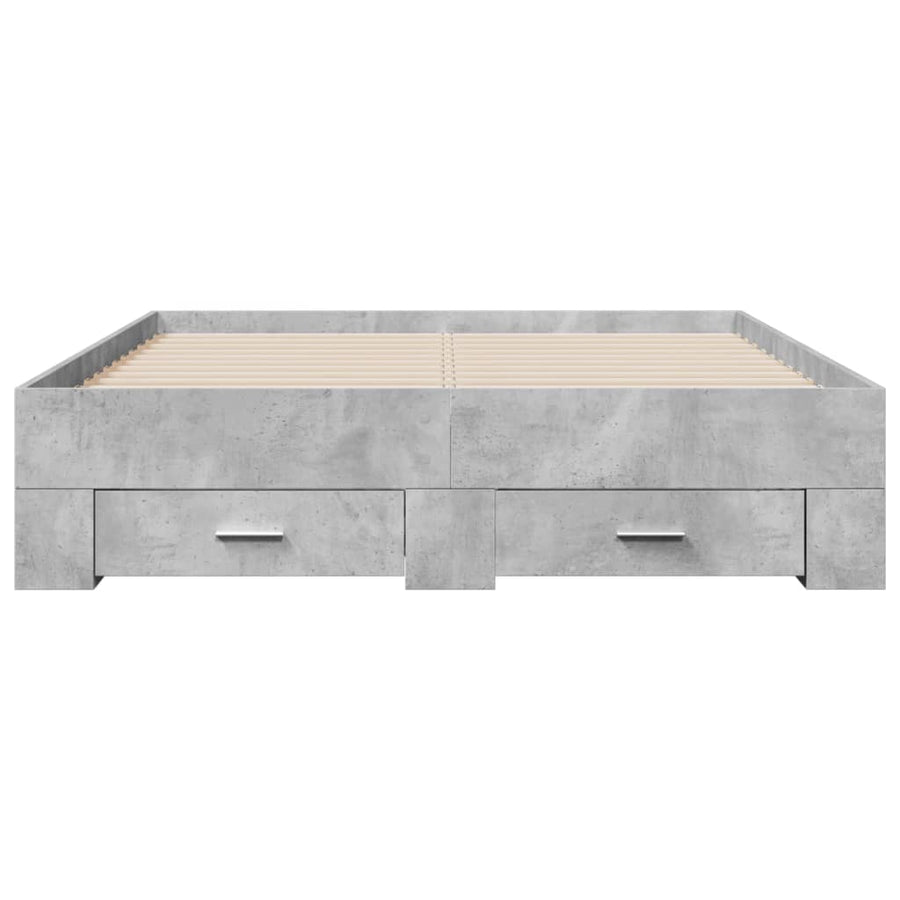 Bedframe met lades bewerkt hout betongrijs 120x200 cm