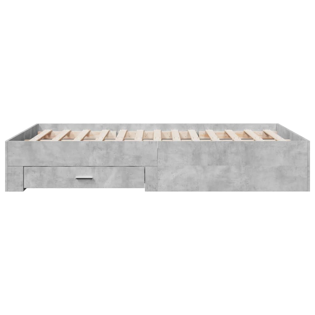 Bedframe met lades bewerkt hout betongrijs 120x200 cm